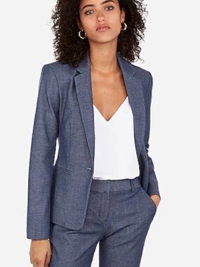 Express Women's Blue Tailored Blazer and Pantsuit